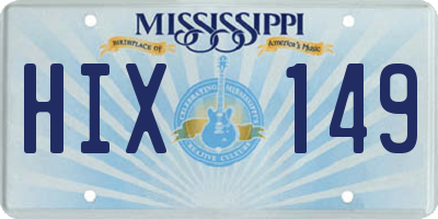 MS license plate HIX149