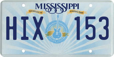 MS license plate HIX153