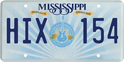 MS license plate HIX154