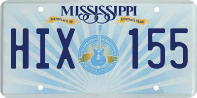 MS license plate HIX155