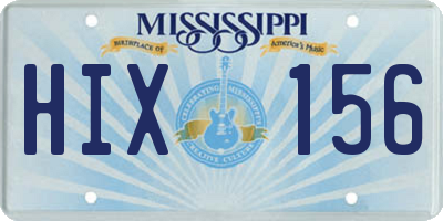 MS license plate HIX156