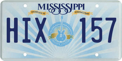 MS license plate HIX157