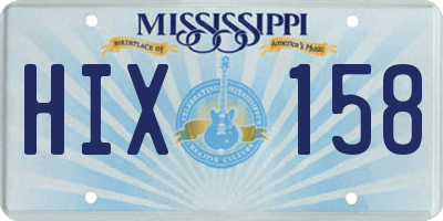 MS license plate HIX158