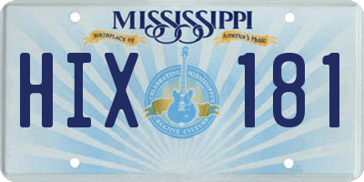 MS license plate HIX181