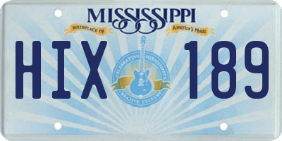 MS license plate HIX189