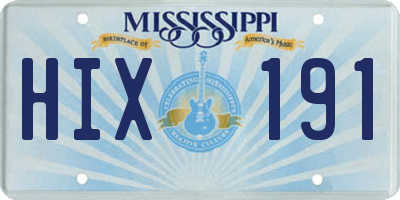 MS license plate HIX191