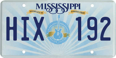 MS license plate HIX192
