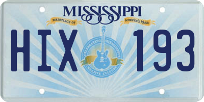 MS license plate HIX193