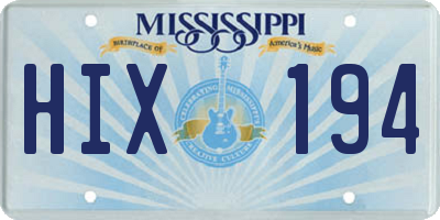 MS license plate HIX194