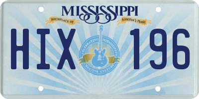 MS license plate HIX196