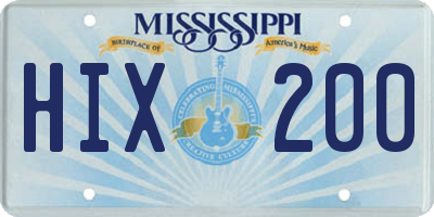 MS license plate HIX200