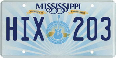 MS license plate HIX203