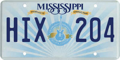 MS license plate HIX204