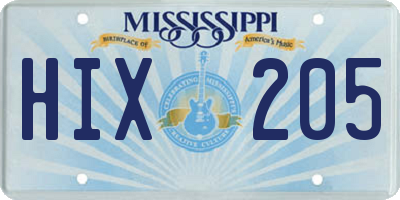 MS license plate HIX205
