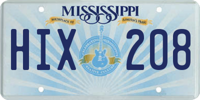 MS license plate HIX208
