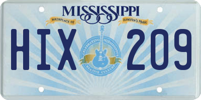 MS license plate HIX209