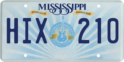 MS license plate HIX210
