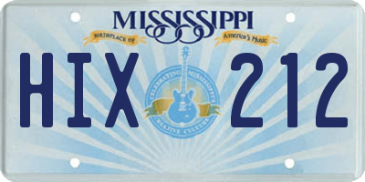 MS license plate HIX212
