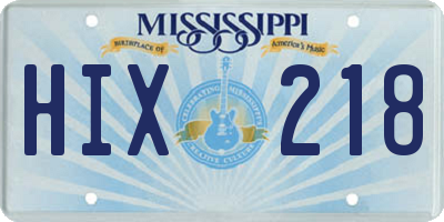 MS license plate HIX218