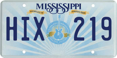 MS license plate HIX219