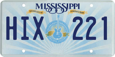 MS license plate HIX221