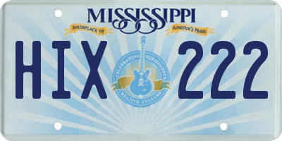 MS license plate HIX222