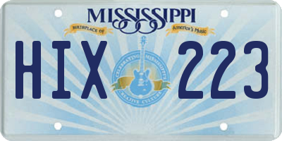 MS license plate HIX223