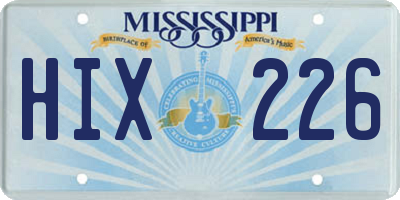 MS license plate HIX226