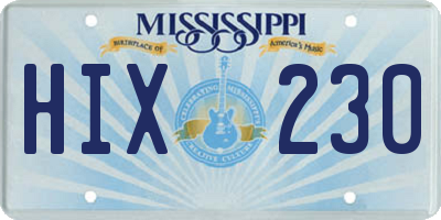 MS license plate HIX230
