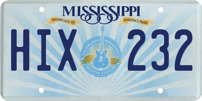 MS license plate HIX232