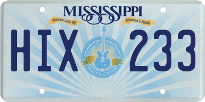 MS license plate HIX233