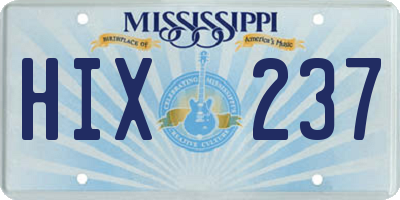 MS license plate HIX237