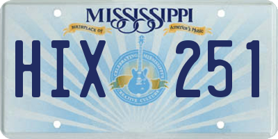 MS license plate HIX251