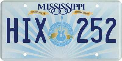 MS license plate HIX252