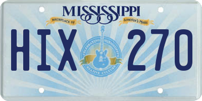 MS license plate HIX270