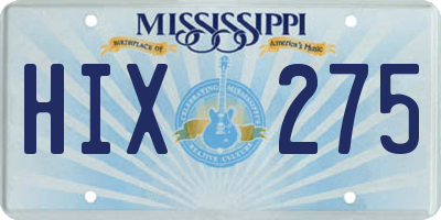 MS license plate HIX275