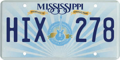 MS license plate HIX278