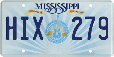MS license plate HIX279