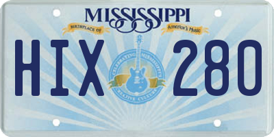MS license plate HIX280