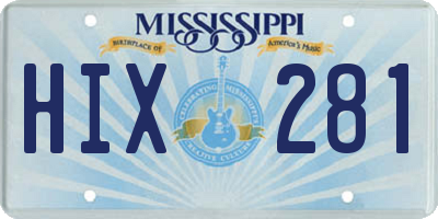 MS license plate HIX281