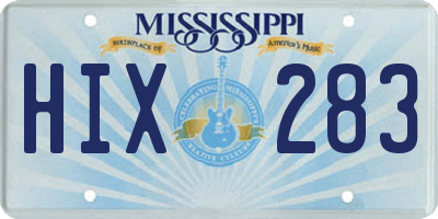 MS license plate HIX283