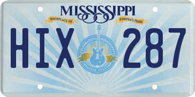 MS license plate HIX287