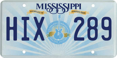 MS license plate HIX289