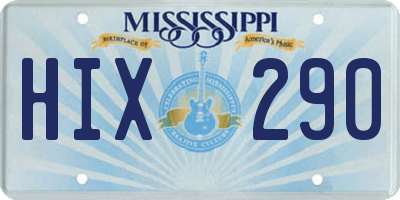 MS license plate HIX290
