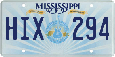 MS license plate HIX294