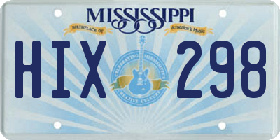 MS license plate HIX298