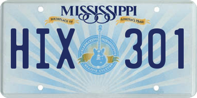 MS license plate HIX301