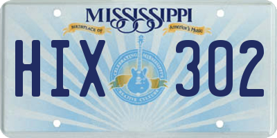 MS license plate HIX302