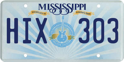 MS license plate HIX303