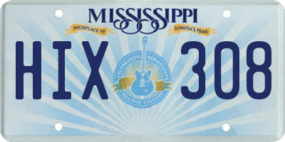 MS license plate HIX308